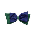 Pom Bow Hair Bow - Bottle Green/Navy Blue